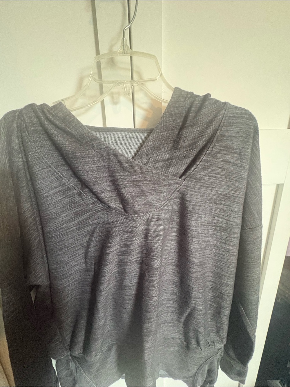 Gray Hooded Women's Sweater - Classic Pullover - Picture 4 of 7